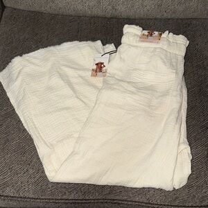 Sincerely Jules Cream Textured linen wide leg  Pants